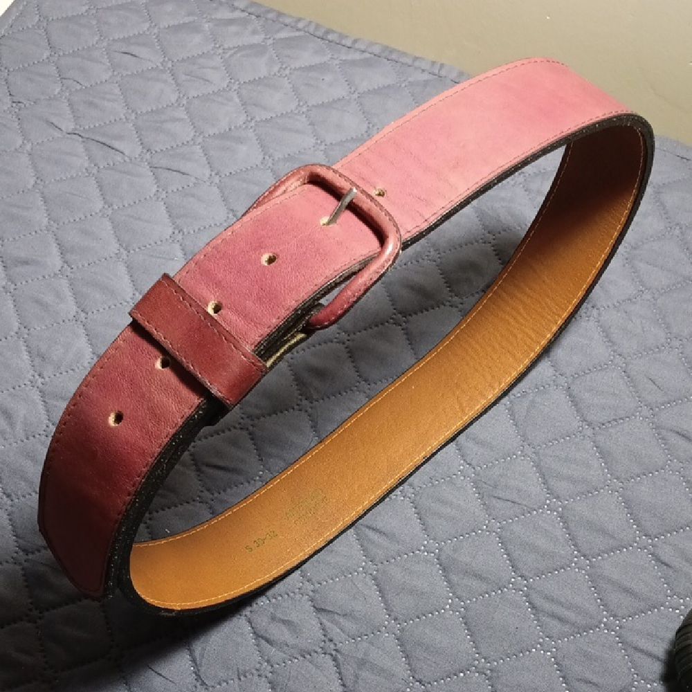 Burgundy Cowhide Leather Wide Belt Size 30-32